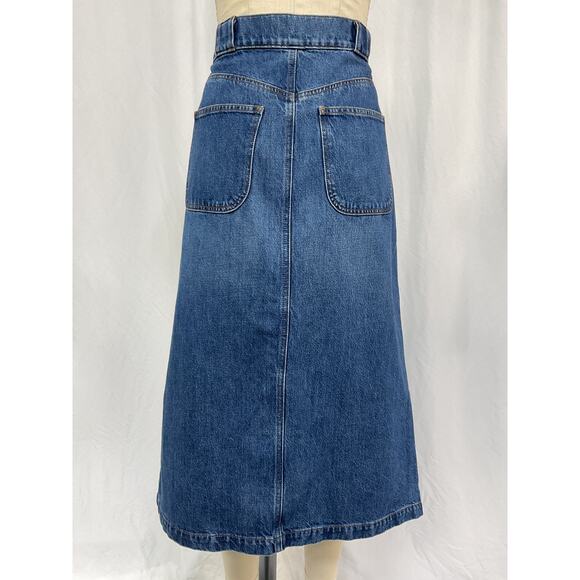 Frame Modern Pocket Blue Cotton Midi Skirt Size 28 - Picture 3 of 5